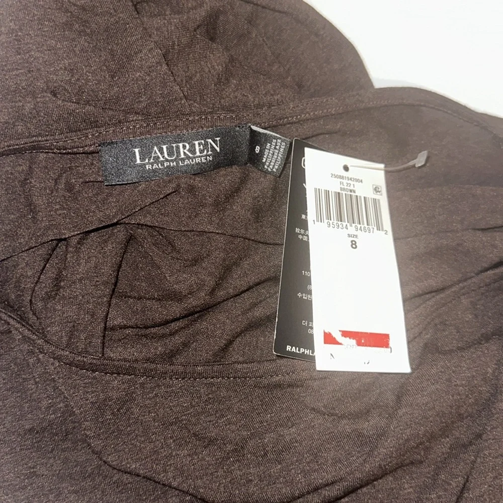 Ralph Lauren Brown Asymmetrical Long Sleeve Dress - Picture 3 of 4